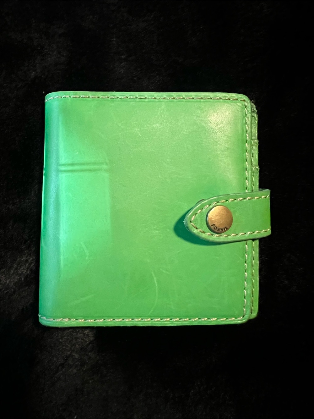 Fossil Bright Green Leather Snap Wallet